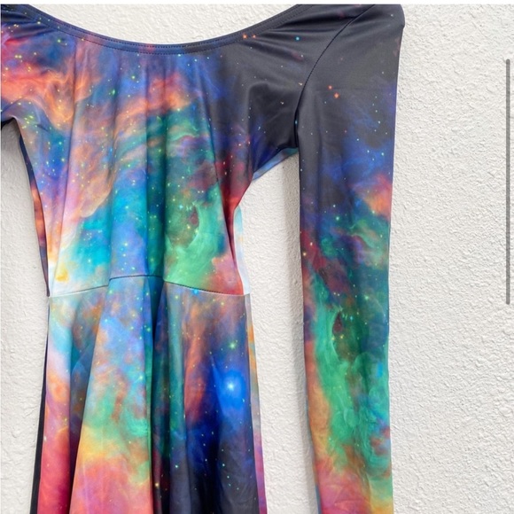 Black Milk Galaxy Dress Mini Long Sleeve Rainbow Space Stars - Picture 3 of 4